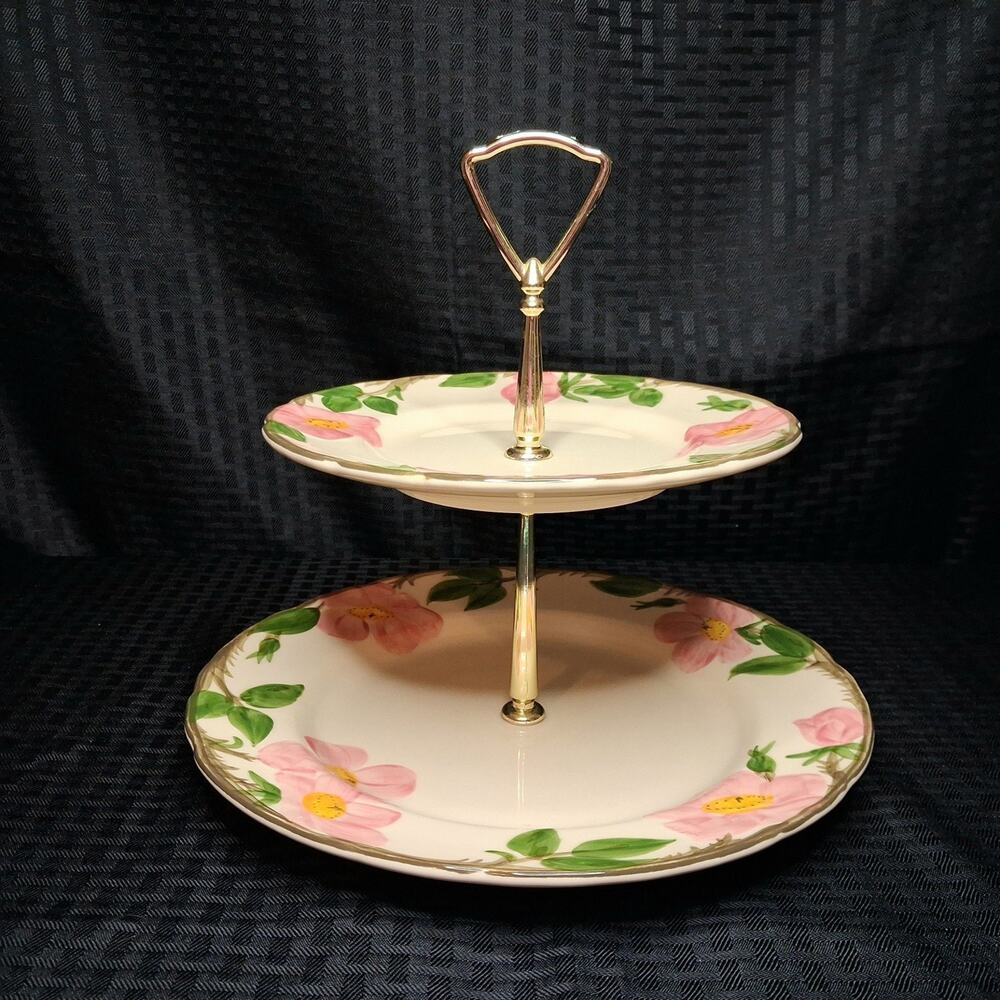 Franciscan Desert Rose 2 Tier Hostess Dessert Tray Tidbit Server Cake Stand USA